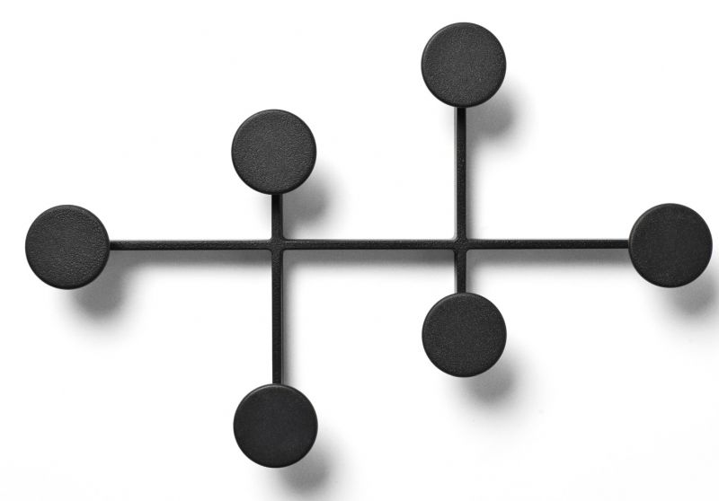 Schwarzer Afteroom Coat Hanger Garderobenhaken von Audo, Medium, mit fünf runden Haken auf weißem Hintergrund.